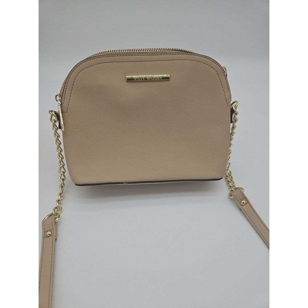 STEVE MADDEN Tan DOME SATCHEL CROSSBODY BAG GOLD CHAIN